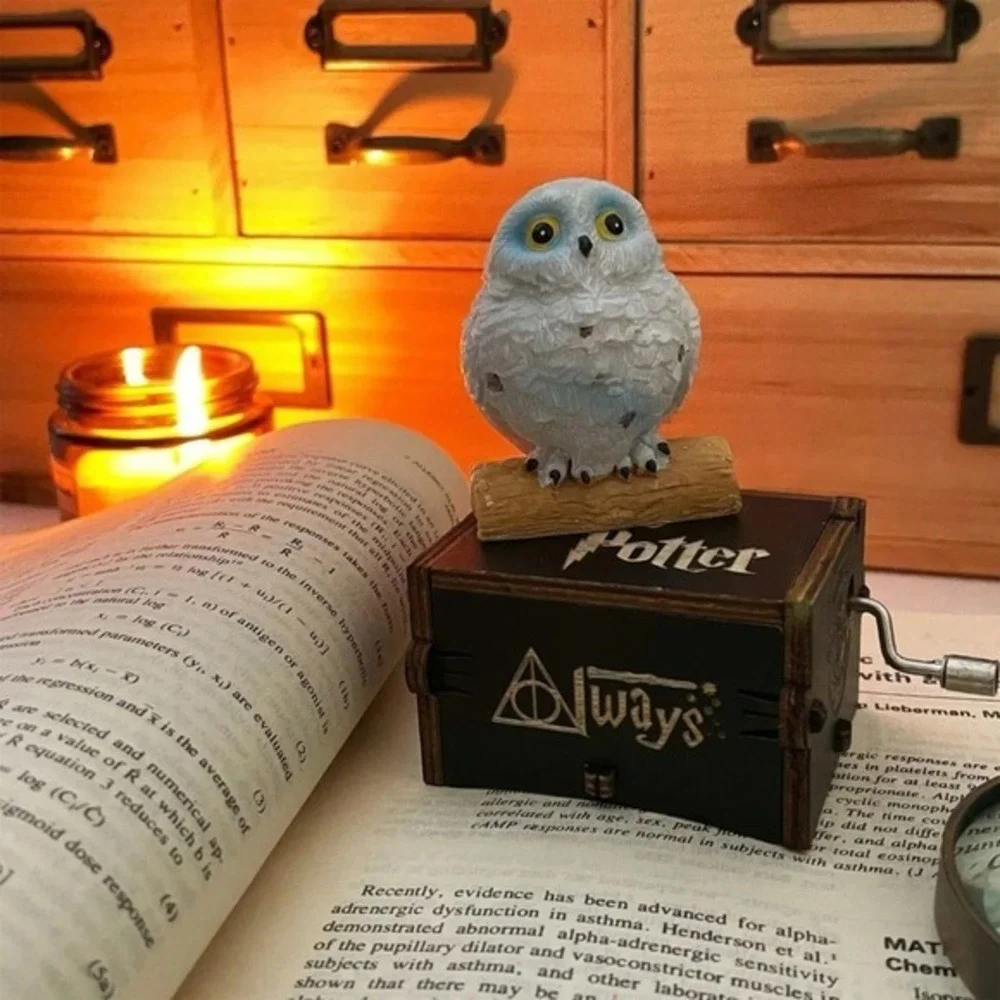 Harry Potter Hand Crank Music Box Hedwig Owl Mini‎ Wooden Always new